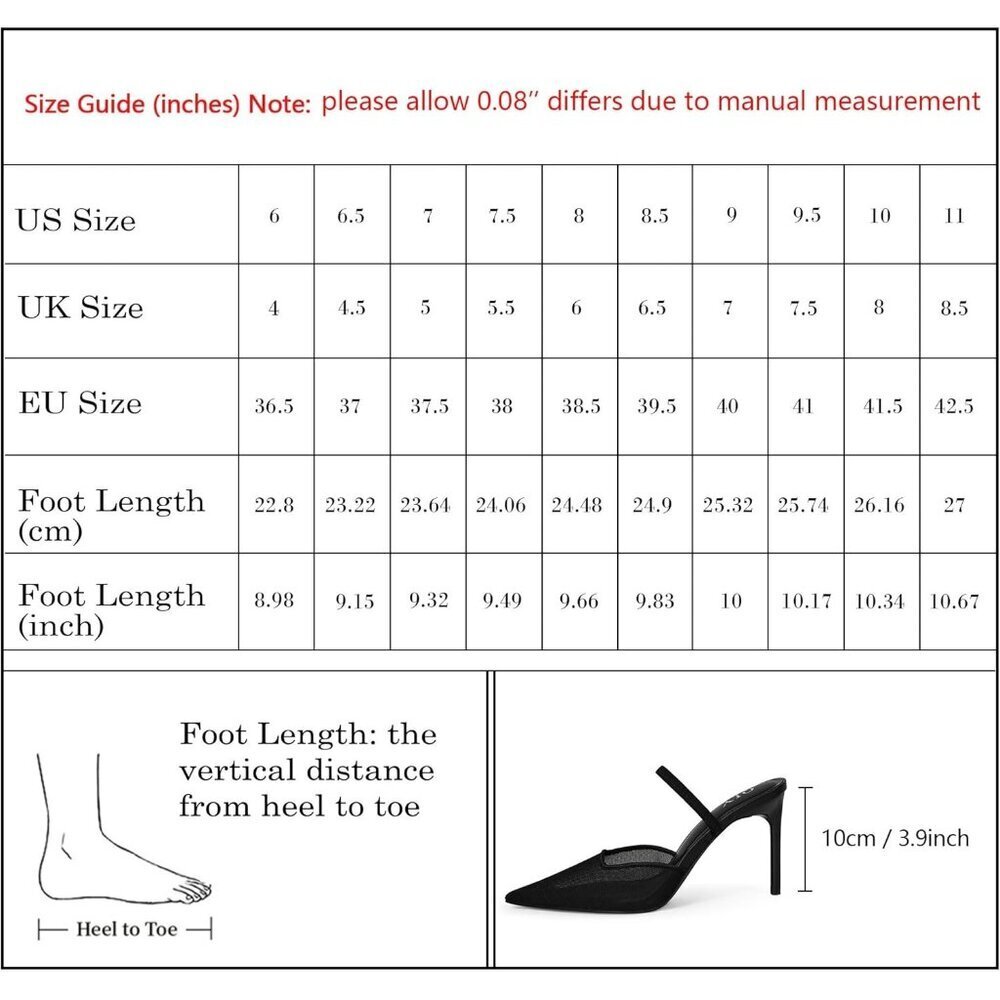 Mesh Heels for Women Pumps Closed Pointed Toe High Heels Stiletto Dress Shoes - Picture 8 of 9